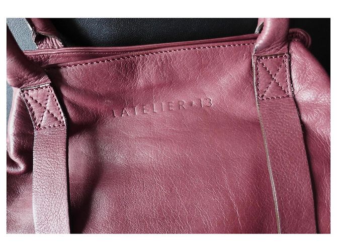 Autre Marque Atelier 13 Dundee Borsa a mano in pelle bordeaux Bordò - vista 7