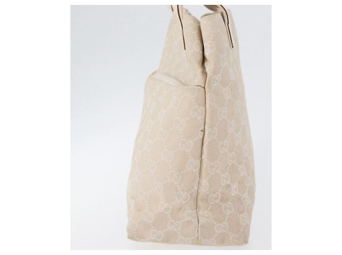 Bolso Tote Gucci Double Pocket de lona GG y cuero Small Crudo - vista 3