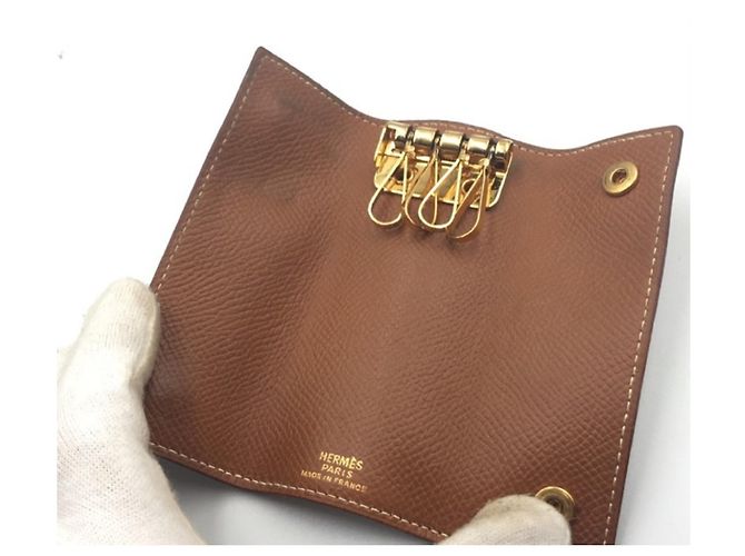 Hermès HERMES Portachiavi in Epsom Oro Marrone - vista 10