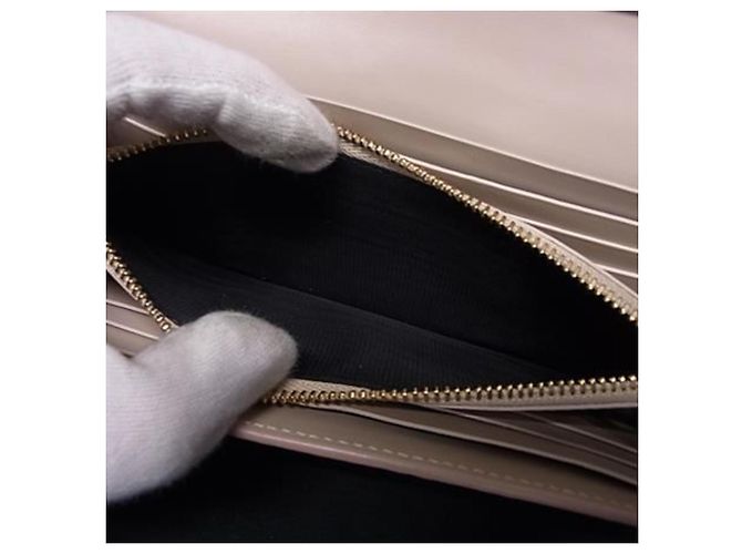 Bulgari Bvlgari Beiger Gold Leder Bi-Fold Langbörse Golden - Ansicht 6