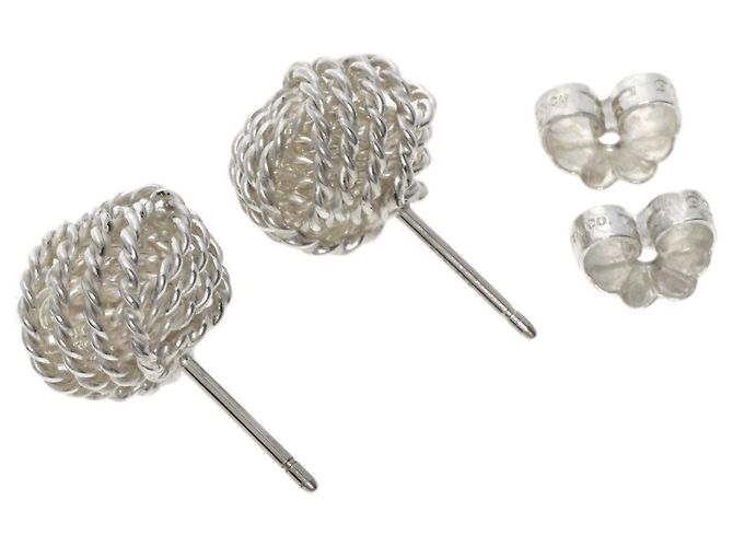 Orecchini a perno in argento a rete Tiffany & Co. - vista 2