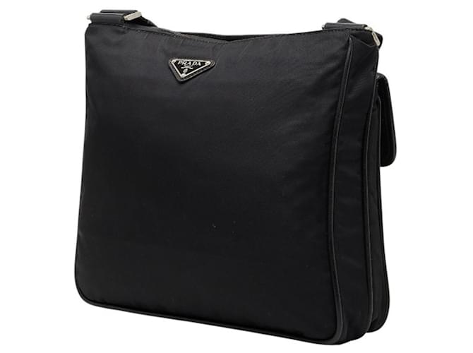 Bolsa de ombro com placa de logo triangular Prada Preto - vista 2