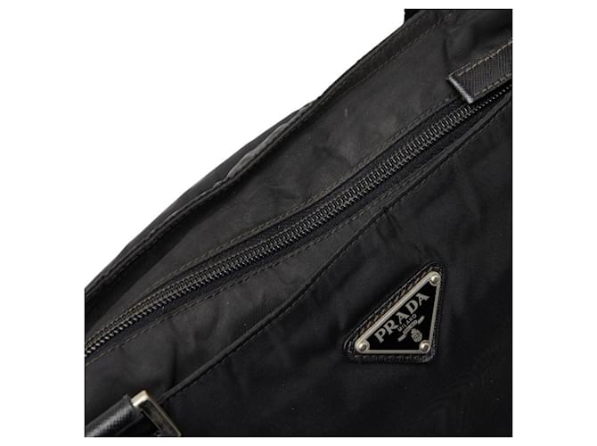 Bolsa de ombro com placa de logo triangular Prada Preto - vista 8