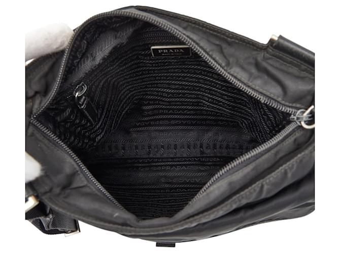 Bolsa de ombro com placa de logo triangular Prada Preto - vista 9