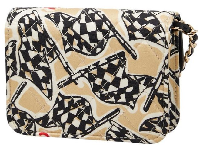 Borsa a spalla mini a catena Chanel Matelassé Coco Mark con motivo a bandiera a scacchi Nero Beige - vista 2