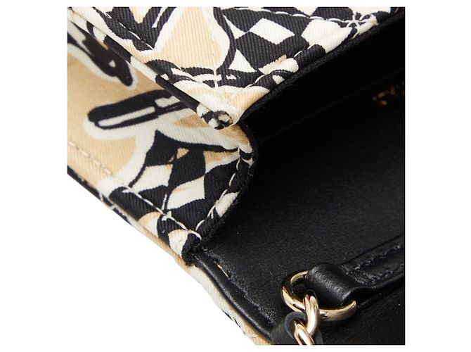 Borsa a spalla mini a catena Chanel Matelassé Coco Mark con motivo a bandiera a scacchi Nero Beige - vista 6
