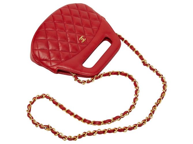 Borsa a spalla matelassé con catena Chanel Coco Mark Rosso - vista 8