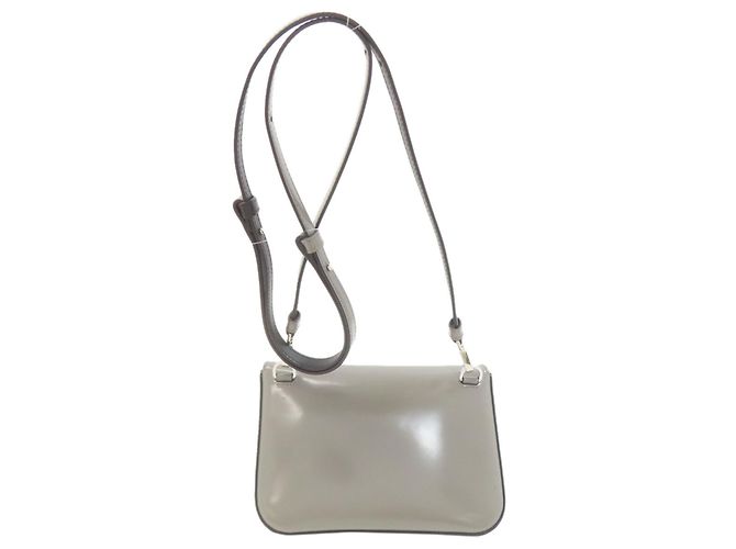 Borsa a spalla in pelle grigia Prada Marrone - vista 2