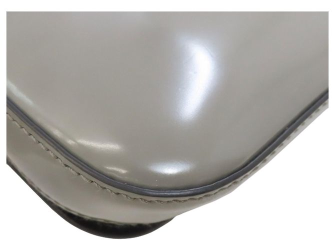 Borsa a spalla in pelle grigia Prada Marrone - vista 25