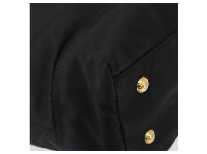 PRADA Borsa a mano in nylon nero e oro Auth 170969 D'oro - vista 16