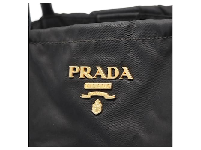 PRADA Borsa a mano in nylon nero e oro Auth 170969 D'oro - vista 18