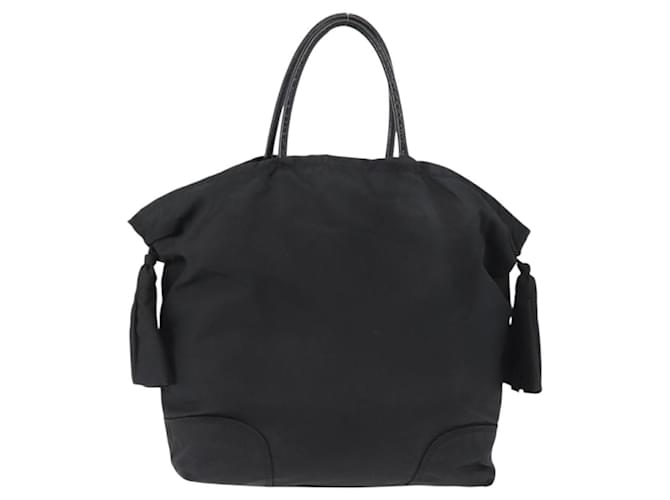 PRADA Borsa a mano in nylon nero e oro Auth 170969 D'oro - vista 2