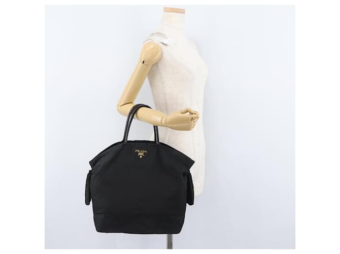 PRADA Borsa a mano in nylon nero e oro Auth 170969 D'oro - vista 24