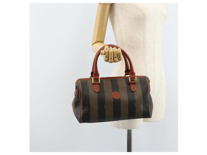 Pequin Borsa a mano in tela Pecan FENDI nera e marrone Auth ep13483 Nero - vista 24