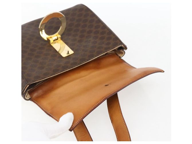 Céline Borsa a spalla circolare in tela Macadam CELINE in pelle PVC marrone e oro Auth fm5157 D'oro - vista 10