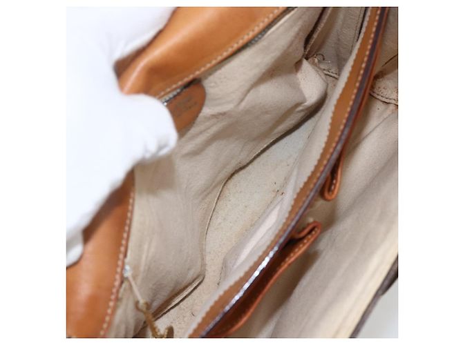Céline Borsa a spalla circolare in tela Macadam CELINE in pelle PVC marrone e oro Auth fm5157 D'oro - vista 11