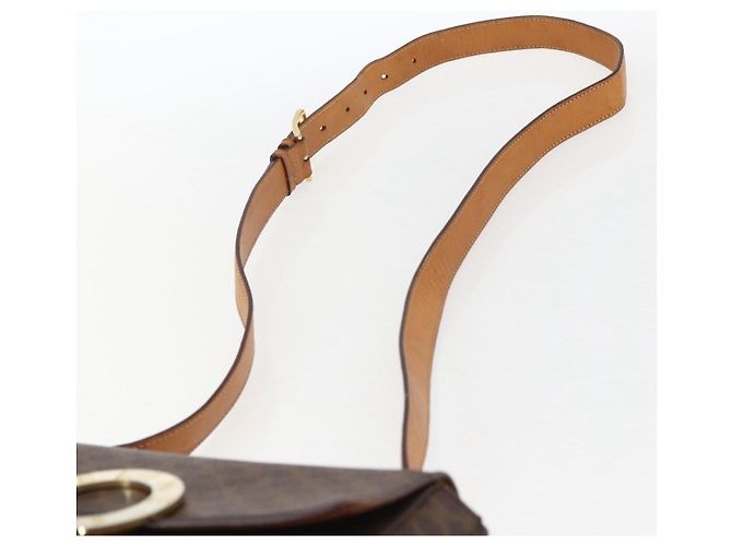 Céline Borsa a spalla circolare in tela Macadam CELINE in pelle PVC marrone e oro Auth fm5157 D'oro - vista 14