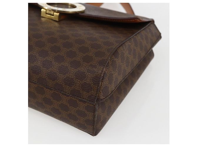 Céline Borsa a spalla circolare in tela Macadam CELINE in pelle PVC marrone e oro Auth fm5157 D'oro - vista 15