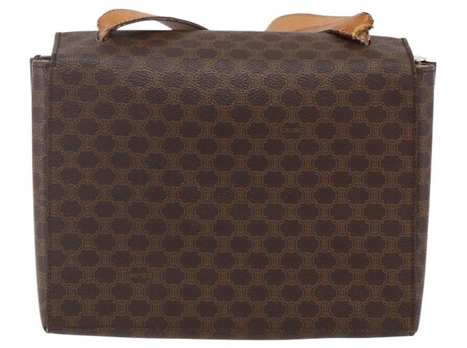 Céline Borsa a spalla circolare in tela Macadam CELINE in pelle PVC marrone e oro Auth fm5157 D'oro - vista 2