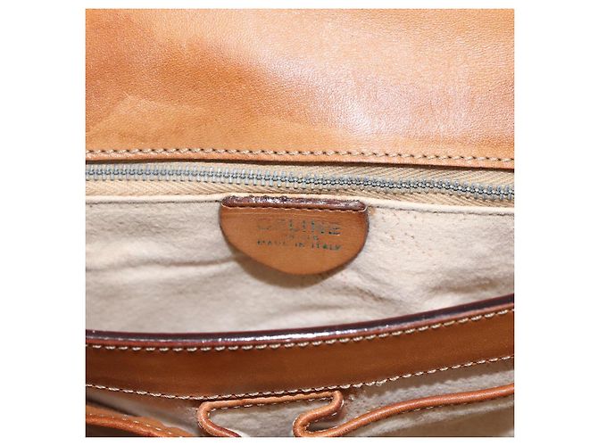 Céline Borsa a spalla circolare in tela Macadam CELINE in pelle PVC marrone e oro Auth fm5157 D'oro - vista 20