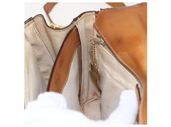 Céline Borsa a spalla circolare in tela Macadam CELINE in pelle PVC marrone e oro Auth fm5157 D'oro - vista 22