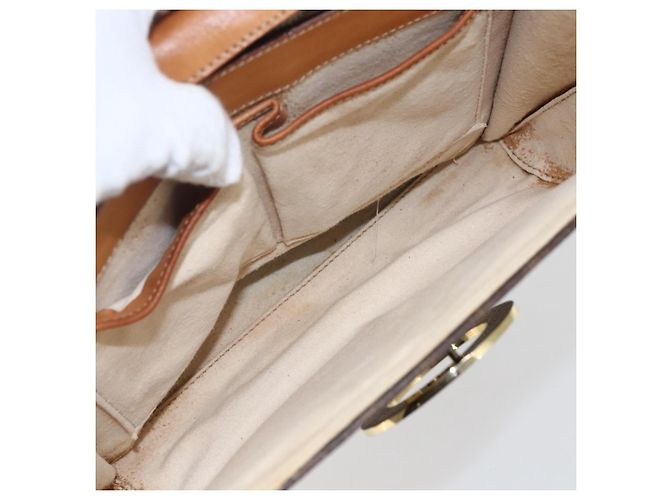 Céline Borsa a spalla circolare in tela Macadam CELINE in pelle PVC marrone e oro Auth fm5157 D'oro - vista 25