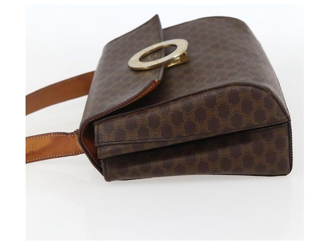Céline Borsa a spalla circolare in tela Macadam CELINE in pelle PVC marrone e oro Auth fm5157 D'oro - vista 3