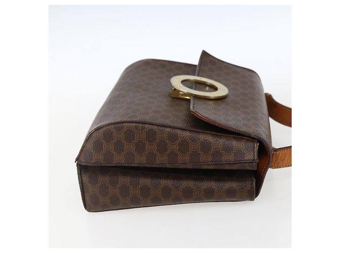 Céline Borsa a spalla circolare in tela Macadam CELINE in pelle PVC marrone e oro Auth fm5157 D'oro - vista 4
