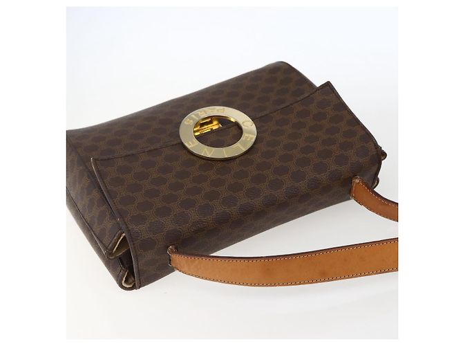 Céline Borsa a spalla circolare in tela Macadam CELINE in pelle PVC marrone e oro Auth fm5157 D'oro - vista 6