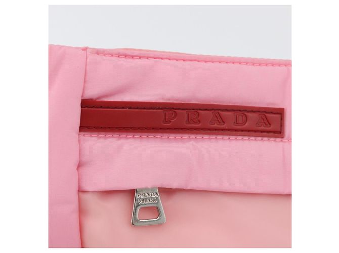 PRADA Borsa sportiva in nylon rosa argento Auth 172263 - vista 17