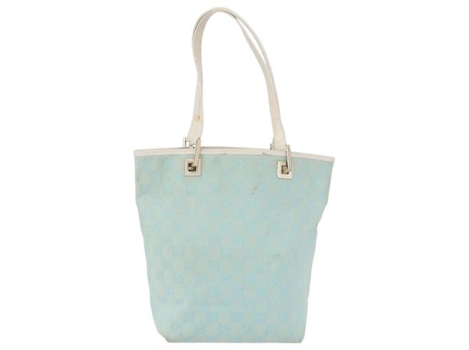 GUCCI GG Canvas Tote Bag Gold Hellblau 002 1099 Auth 172258 - Ansicht 13