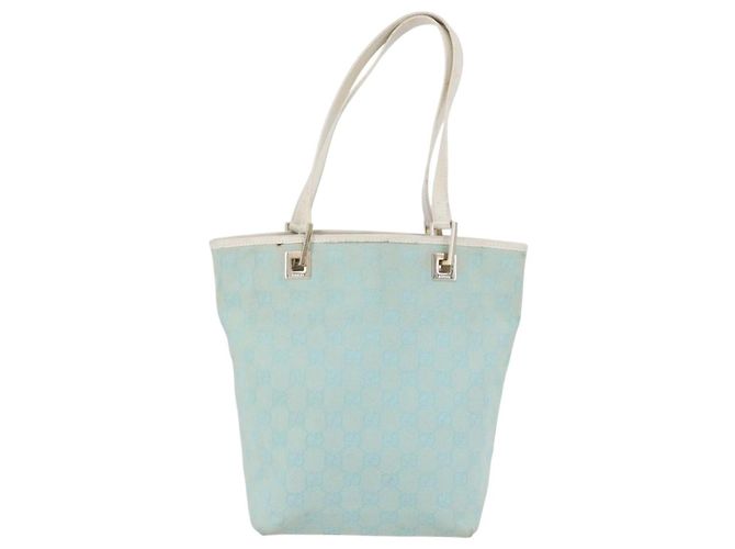 GUCCI GG Canvas Tote Bag Gold Hellblau 002 1099 Auth 172258 - Ansicht 2