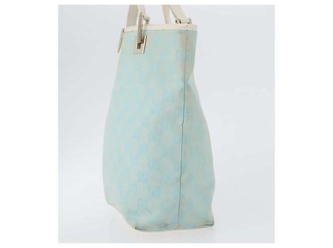 GUCCI GG Canvas Tote Bag Gold Hellblau 002 1099 Auth 172258 - Ansicht 4