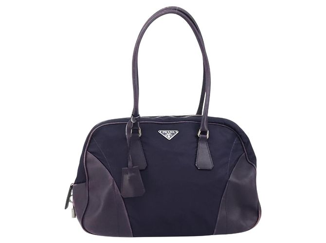 Borsa Boston PRADA in nylon viola argento autentica ep13475 Porpora - vista 13