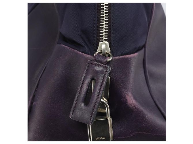 Borsa Boston PRADA in nylon viola argento autentica ep13475 Porpora - vista 19