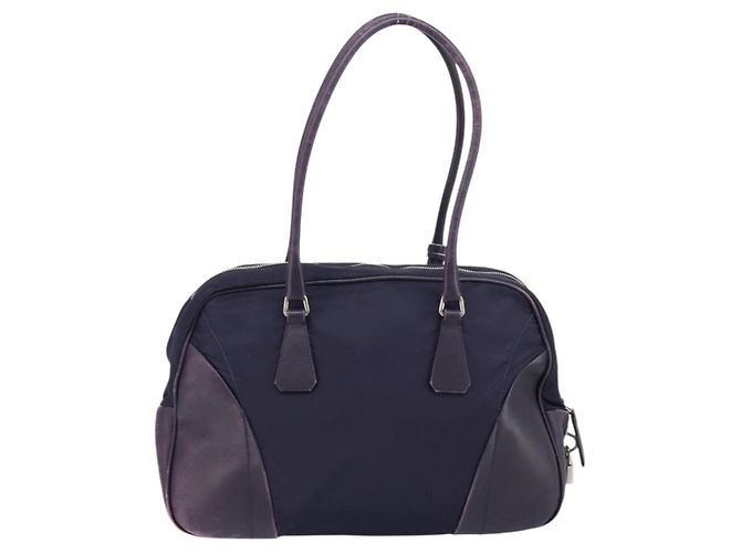 Borsa Boston PRADA in nylon viola argento autentica ep13475 Porpora - vista 2