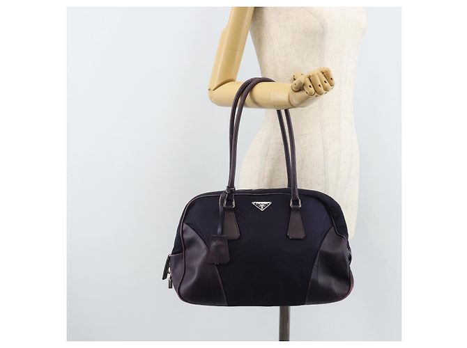 Borsa Boston PRADA in nylon viola argento autentica ep13475 Porpora - vista 26