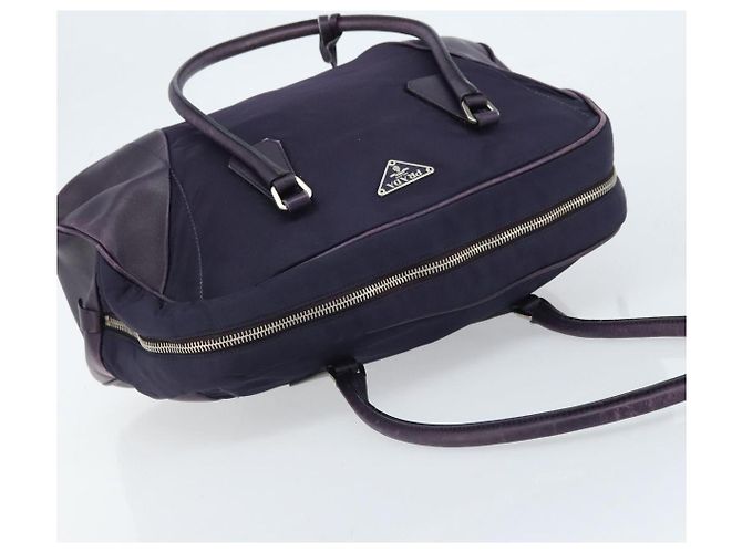 Borsa Boston PRADA in nylon viola argento autentica ep13475 Porpora - vista 6