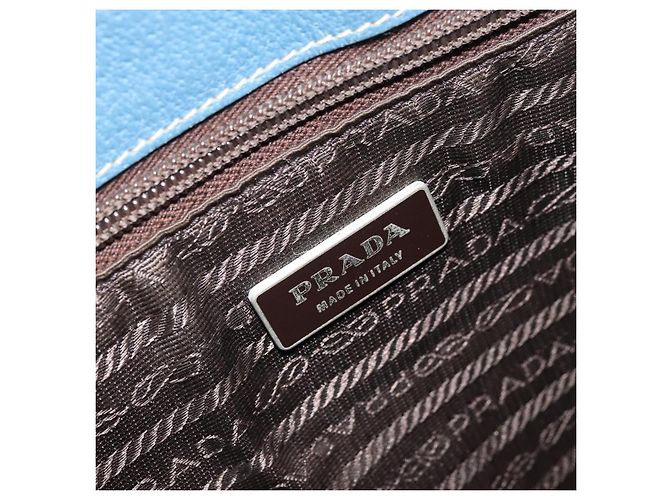 PRADA Tote Bag aus Canvas Beige Silber Authentisch 171123 Blau - Ansicht 17