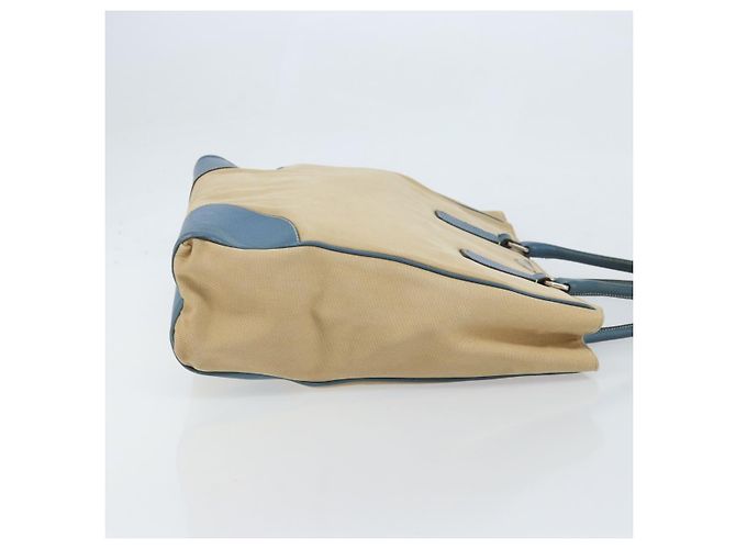 PRADA Tote Bag aus Canvas Beige Silber Authentisch 171123 Blau - Ansicht 3