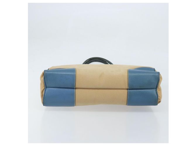 PRADA Tote Bag aus Canvas Beige Silber Authentisch 171123 Blau - Ansicht 5