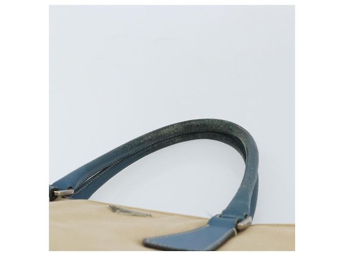 PRADA Tote Bag aus Canvas Beige Silber Authentisch 171123 Blau - Ansicht 8