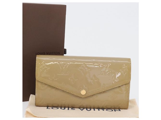 LOUIS VUITTON Vernis Cartera Sarah Long Wallet Beige M90407 LV Auth ki6451V - vista 12