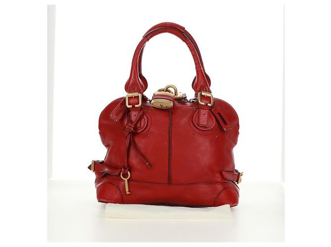 Chloé Borsa a mano Chloe Paddington in pelle rossa e oro Auth am10806V Rosso D'oro - vista 12
