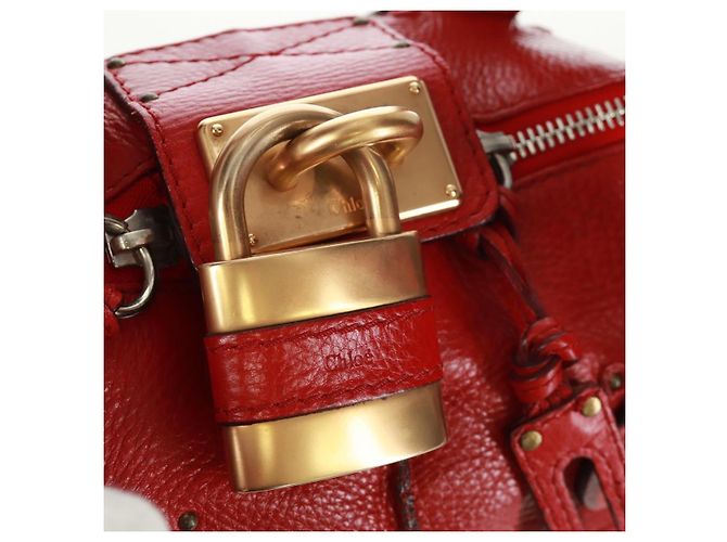 Chloé Borsa a mano Chloe Paddington in pelle rossa e oro Auth am10806V Rosso D'oro - vista 19