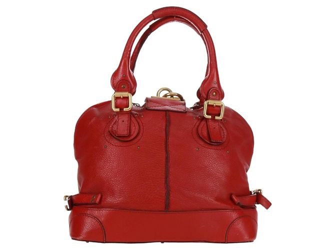 Chloé Borsa a mano Chloe Paddington in pelle rossa e oro Auth am10806V Rosso D'oro - vista 2