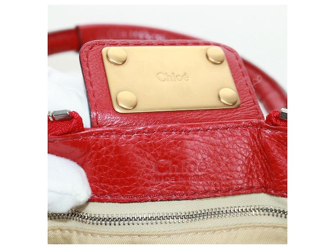 Chloé Borsa a mano Chloe Paddington in pelle rossa e oro Auth am10806V Rosso D'oro - vista 21