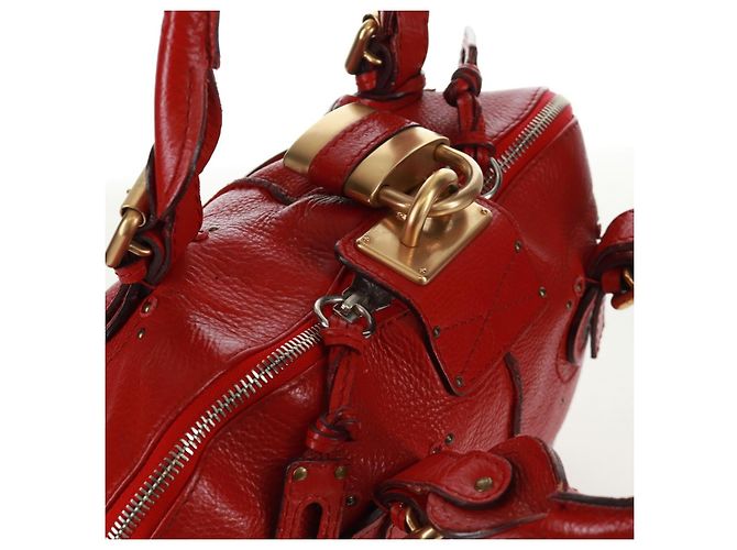 Chloé Borsa a mano Chloe Paddington in pelle rossa e oro Auth am10806V Rosso D'oro - vista 6