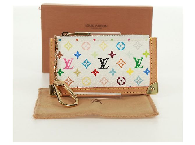LOUIS VUITTON Multicolor Pochette Cles Coin Purse White M92655 LV Auth 171850V - view 12