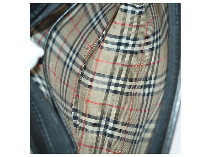 Borsa a mano BURBERRY in pelle e tela 4 pezzi nero beige Auth bs32140 - vista 13